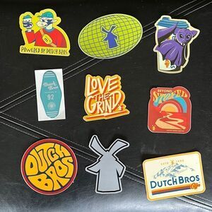 BUNDLE OF NINE COLLECTIBLE DUTCH BROS STICKERS!